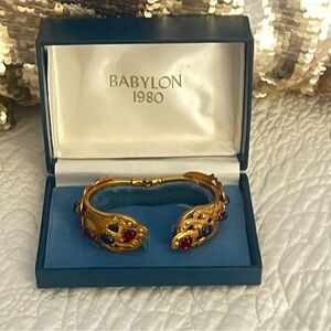 Gold Bracelet with Red and Blue Accents